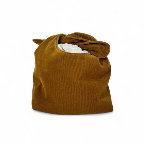 Merit Brown Corduroy Cosmetic Bag Tie Handles Boho Earth-Tone Travel Soft Utilit - Picture 2 of 6